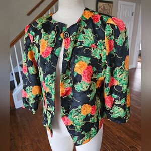 VTG 80s Sweet Miranda Floral Top With Shoulder Pads Size 12